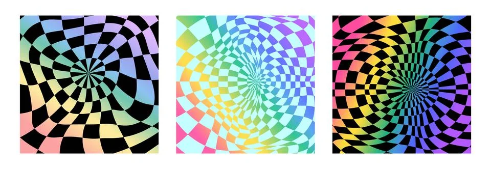 Psychedelic checkerboard rainbow Stock Illustration