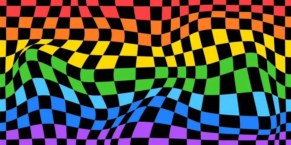 Psychedelic checkerboard rainbow Stock Illustration