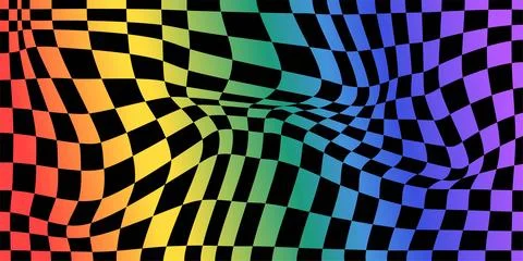 Psychedelic checkerboard rainbow Stock Illustration