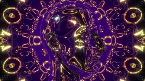 Psychedelic Chrome Head Stock-Footage 263042605