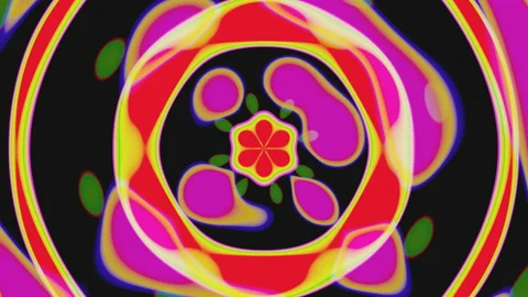 Psychedelic circle abstract color looped background. Vj loop. Rendering. Stock Footage 197464435