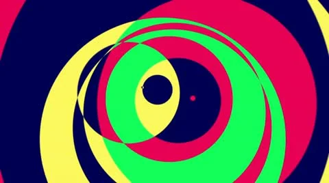 Psychedelic Circles 1 - Colorful Graphical Video Background Loop Stock Footage 12752222