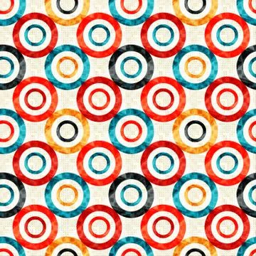 Psychedelic circles on a white background geometric seamless pattern Illustrazione stock