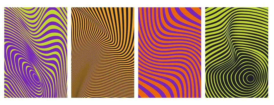 Psychedelic color illusion patterns set Stock Illustration