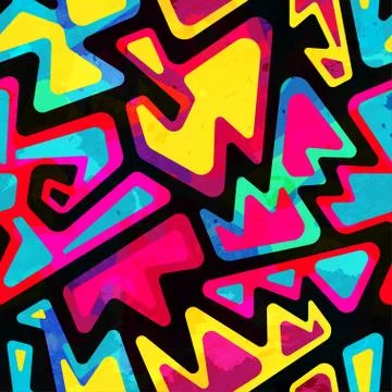 Psychedelic colored seamless pattern with grunge effect Illustrazione stock