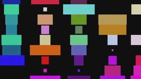 Psychedelic Colorful Blocks Squares Pulsing Stock Footage 205742991