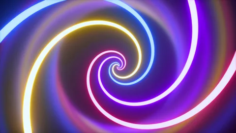 Psychedelic Colorful Glow Spiral Loop Stock Footage 307804692