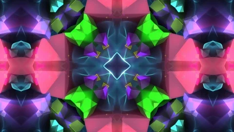 Psychedelic Colorful Kaleidoscope Angular Abstract Motion Background Loop 1 Stock Footage 98886988