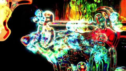 Psychedelic colorful liquid abstract animation flowing Stock Footage 340915198