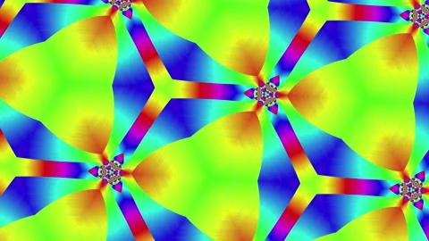 Psychedelic colorful rainbow kaleidoscope patterns spot, motion abstract Stock Footage 197748446