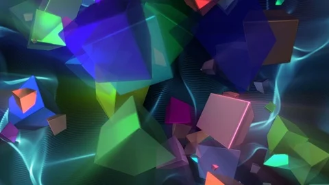 Psychedelic Colorful Rays Swirling Glowing Cubes Abstract Background Loop 1 Stock Footage 98940965