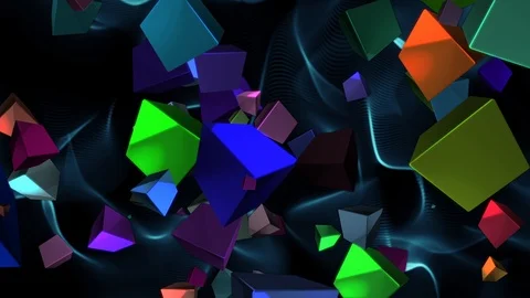 Psychedelic Colorful Rotating Cubes Abstract Motion Background Loop 2 Stock Footage 98875816