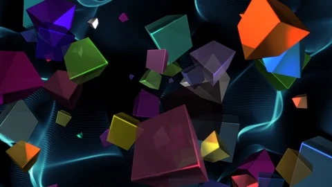 Psychedelic Colorful Rotating Cubes Abstract Motion Background Loop 1 Stock Footage 98878757