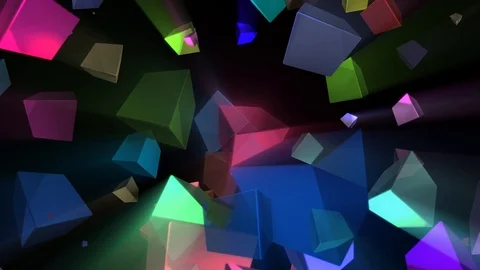 Psychedelic Colorful Shine Rays Rotating Cubes Abstract Motion Background Loop 1 Stock Footage 98878962