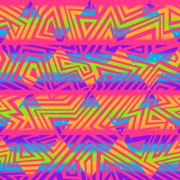 Psychedelic colors triangle seamless pattern. Stock Illustration