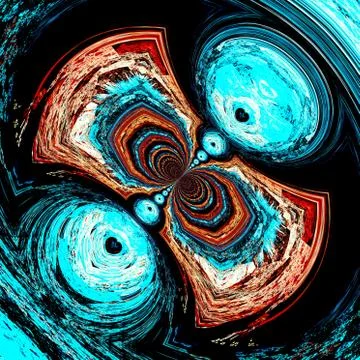 Psychedelic computer generated image. Deep swirly whirl. Cyan color circles. Stock Illustration