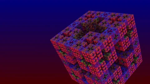 Psychedelic Cubic 3D Fractal Animation In Trippy Colours with seemless loop Stock Footage