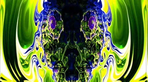 Psychedelic Dark Skull Fire Stock Footage 58027464