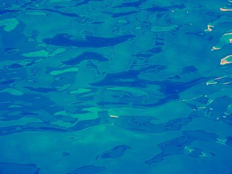 Psychedelic Deep Blue Teal Abstract Water Surface with Green Glow Dot Neon .. Stock Photos