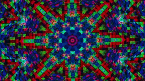 Psychedelic different shaped kaleidoscope, multicolored elements for abstract Stock Footage 154180806