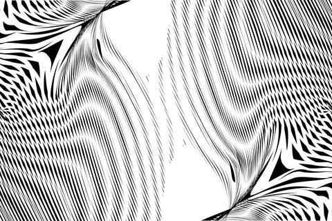 Psychedelic digital abstract background from lines and wavy stripes. Stock Illustration