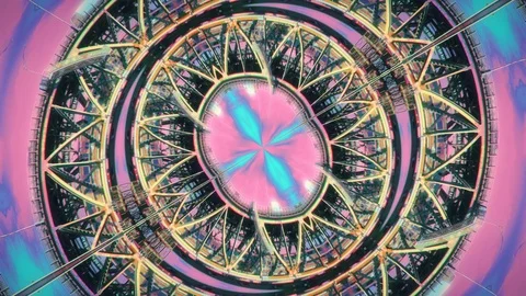 Psychedelic Distorted Bridge Traffic Glitch Mirror Effect Stock-Footage 106927347