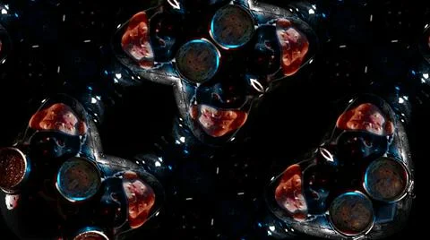 The psychedelic drawing repeats the patterns of the kaleidoscope. elements of a Foto stock