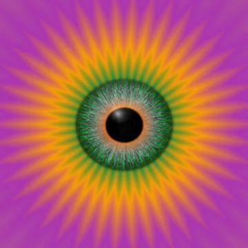 Psychedelic Eye - Abstract Eye Surrounded By Rainbow Illustration Stock Illustration