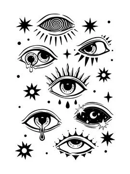 Psychedelic Eyes set Ilustración de archivo