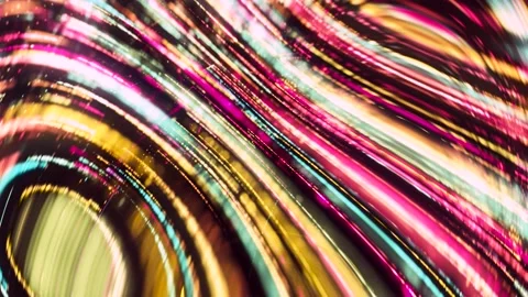 Psychedelic flow of bright shining lines. Animation. Iridescent stream of bright Video stock 143846412