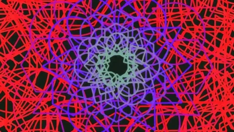 Psychedelic fractal geometric pattern background with vibrant neon lines Stock Footage 342206964