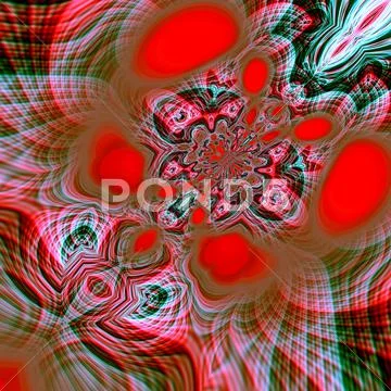 Psychedelic Fractal Image. Magic Dream. Decor Ideas. Red Digital Swirl Or Wave.
