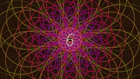 Psychedelic fractal mandala pattern with vibrant concentric circles energy .. Stock Footage 342116760