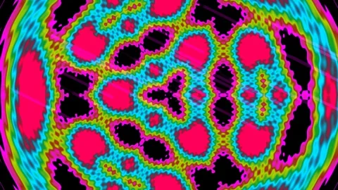 Psychedelic Fractal Pattern: Vibrant Neon Abstract Energy Flow Background Stock Footage 339333004