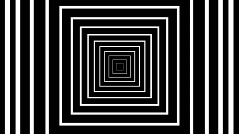 Psychedelic Geometric Black &amp; White Square Moving Vortex Background Stock Footage 181238402