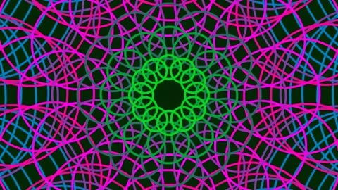 Psychedelic geometric kaleidoscope pattern seamless animation loop background Stock Footage 341059326