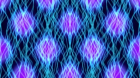 Psychedelic geometric pattern background with vibrant cyan neon glow effect Stock Footage 339789826