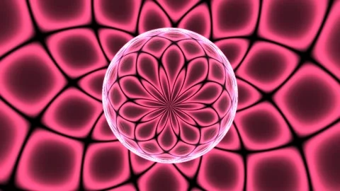 Psychedelic Glass Sphere. Surreal Pink Geometric Pattern. VJ Loop Vídeos de archivo 334313487
