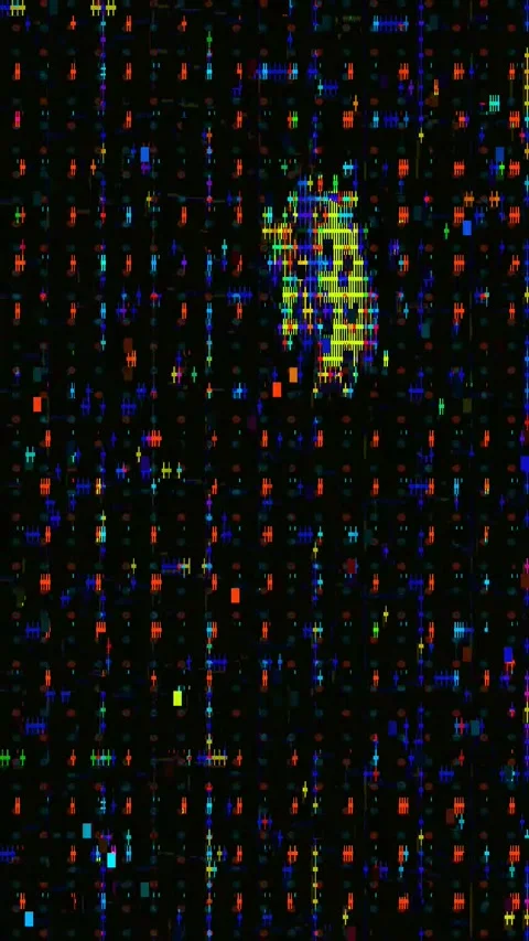 Psychedelic Glitch Background 4K Vertical — Digital VJ Overlay Stock Footage 329678303