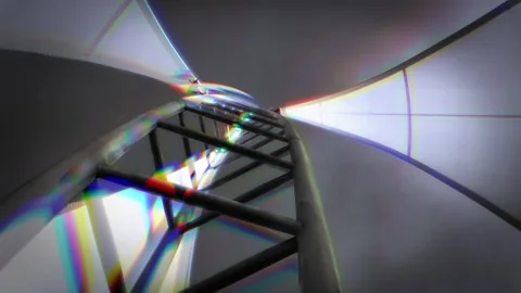 Psychedelic Glitch Looking Up at Tensile Canopy Central Mast, São Paulo Brazil Vídeos de archivo 334721924