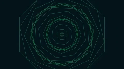 Psychedelic glowing geometric network grid loop art on dark tech screen Stock Footage 341059769