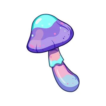 Psychedelic glowing mushroom vector illustration creating surreal fantasy d.. Stock Illustration