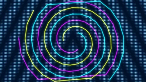 Psychedelic glowing neon spiral vortex pattern animation background for tec.. Stock Footage 339502438