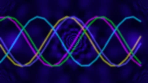 Psychedelic glowing neon wave pattern flow on dark abstract liquid background Stock Footage 339787689