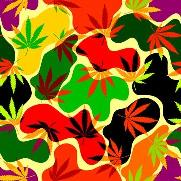Psychedelic graphic vector. Marijuana inspired design. Reggae background with Stock Illustration