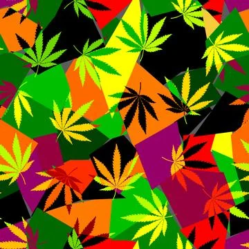 Psychedelic graphic vector. Marijuana inspired design. Reggae background with Stock Illustration