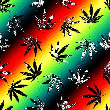 Psychedelic graphic vector. Marijuana inspired design. Reggae background wi.. Stock Illustration