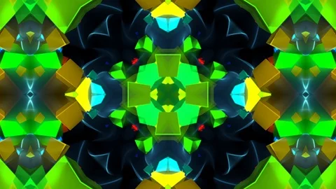 Psychedelic Green Kaleidoscope Angular Abstract Motion Background Loop 2 Stock Footage 98892214