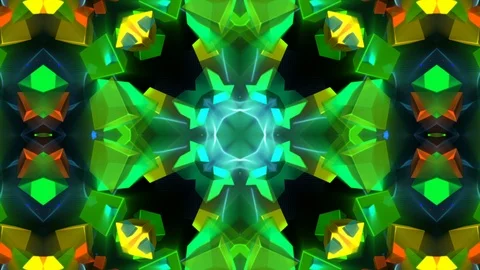 Psychedelic Green Kaleidoscope Angular Abstract Motion Background Loop 1 Stock Footage 98892816