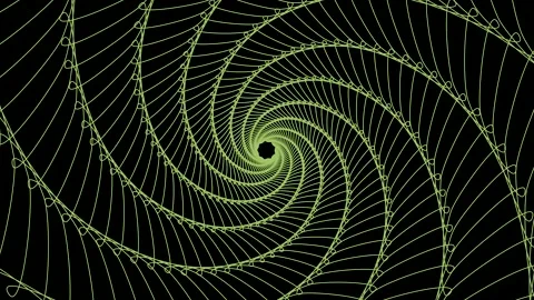 Psychedelic green swirling drawn lines. Hypnotic swirls. Optical illusion. Loop Stock Footage 149703553